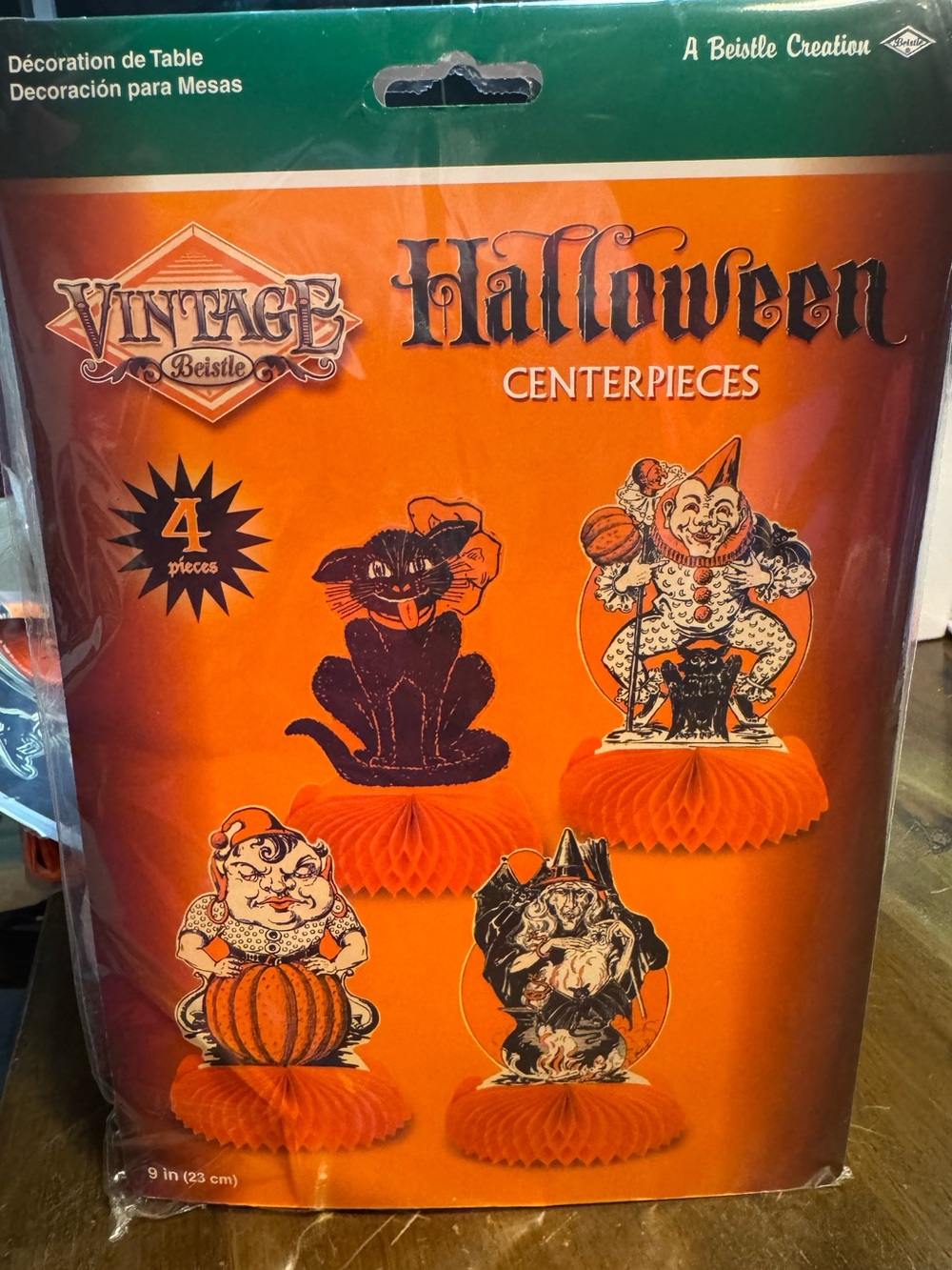 BEISTLE Orange Halloween Vintage-Style Table Centerpieces - 4 Pack NEW